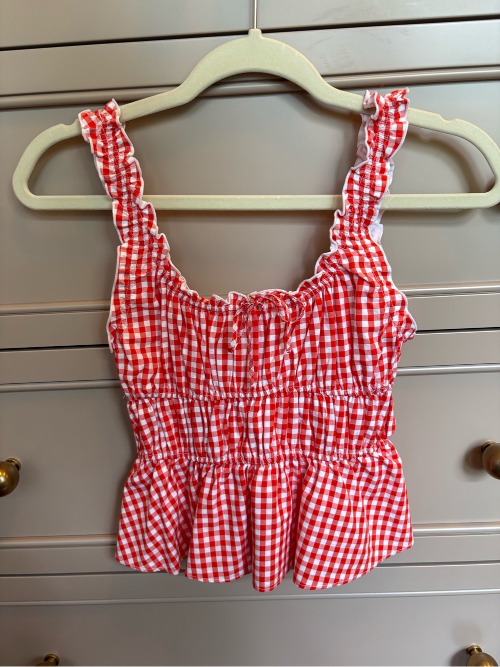 Aritzia Sunday Best Red Gingham Top